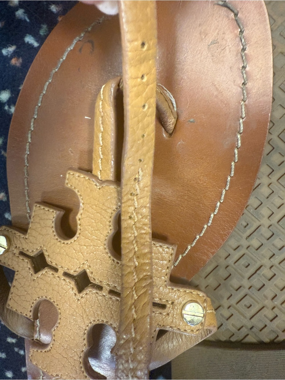Tory Burch Chandler Flat Brown Leather Sandal Size 9 - Picture 14 of 15